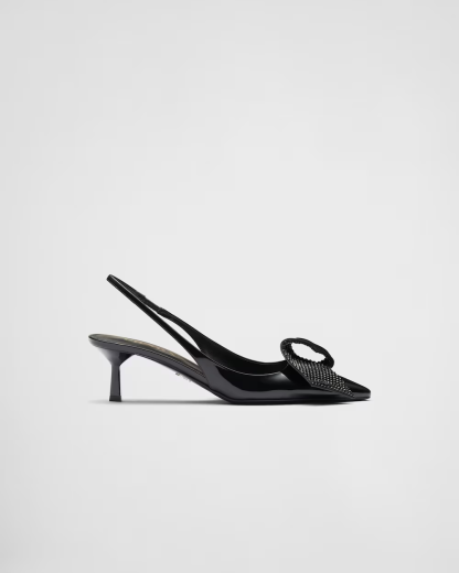 Patent leather slingback pumps